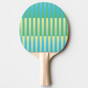 Raquette De Ping Pong Bleu Jaune Vert Motif Rayé