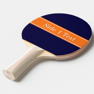 Raquette De Ping Pong Bleu marine uni, monogramme avec ruban citrouille