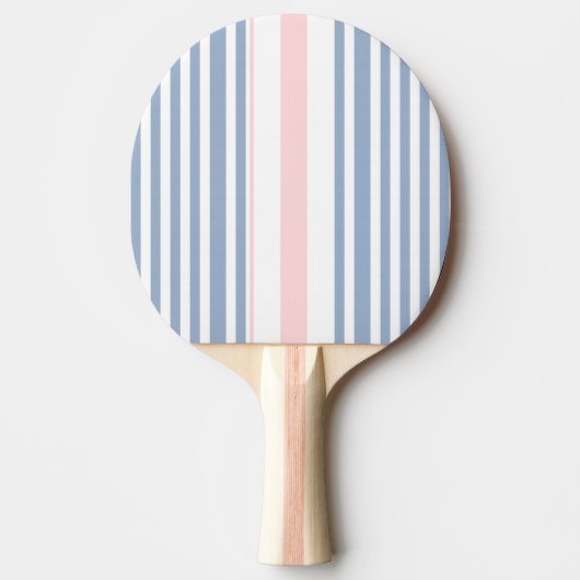 Raquette de ping pong bleu rose et blanc rayée (Devant)