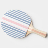 Raquette de ping pong bleu rose et blanc rayée (Côté)