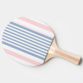 Raquette de ping pong bleu rose et blanc rayée (Côté)