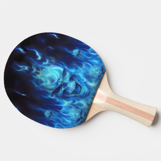 Raquette De Ping Pong bleu skull head in blue flambling ping pong paddle (Dos Côté)