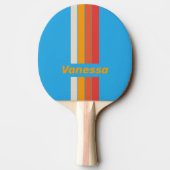 Raquette De Ping Pong Bleu Surf Délavé Rayé avec Nom (Dos)