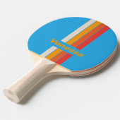 Raquette De Ping Pong Bleu Surf Délavé Rayé avec Nom (Devant Angle)