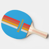 Raquette De Ping Pong Bleu Surf Délavé Rayé avec Nom (Côté)