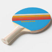 Raquette De Ping Pong Bleu Surf Délavé Rayé avec Nom (Devant Angle)