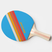 Raquette De Ping Pong Bleu Surf Délavé Rayé avec Nom (Côté)