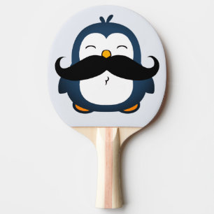Raquette De Ping Pong Bleu tendance de la moustache de Penguin