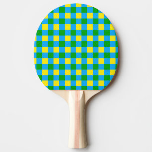 Raquette De Ping Pong Bleu Vert Jaune Chèque Plaid Design Motif