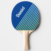 Raquette De Ping Pong Bleu Vertical Stripes Nom personnalisé Modern Geo (Devant)