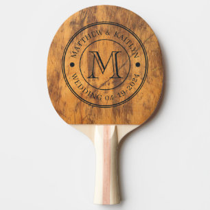 Raquette De Ping Pong Bloc de Découpe Monogramme de Mariage