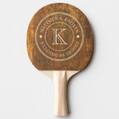 Raquette De Ping Pong Bloc de Découpe Monogramme de Mariage (Dos)