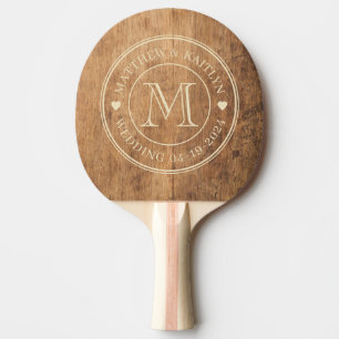 Raquette De Ping Pong Bloc de découpe vintage monogramme de mariage en f