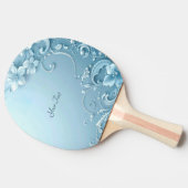 Raquette De Ping Pong Blue Decorative Floral Ping Pong Paddle (Côté)