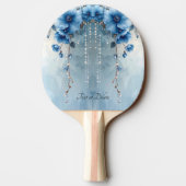 Raquette De Ping Pong Blue Flowers and Pearls Ping Pong Paddle (Dos)