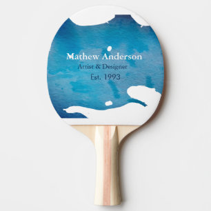 Raquette De Ping Pong Blue rustique aquarelle jeans texture ajouter le n