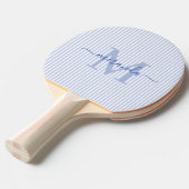 Raquette De Ping Pong Blue Stripes Monogram Name (Devant Angle)