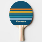 Raquette De Ping Pong Blue Sun Across Striping with Name (Dos)