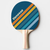 Raquette De Ping Pong Blue Sun Angled Striping with Name (Dos)