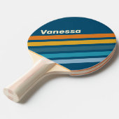 Raquette De Ping Pong Blue Sun Angled Striping with Name (Devant Angle)