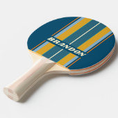 Raquette De Ping Pong Blue Sun Board Stripes with Name (Devant Angle)