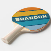 Raquette De Ping Pong Blue Sun Bold Striped with Name (Devant Angle)