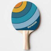 Raquette De Ping Pong Blue Sun Circle Stripe with Name (Dos)