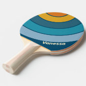 Raquette De Ping Pong Blue Sun Circle Stripe with Name (Devant Angle)