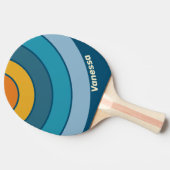 Raquette De Ping Pong Blue Sun Circle Stripe with Name (Côté)