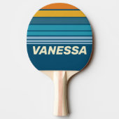 Raquette De Ping Pong Blue Sun Horizon Striping with Name (Dos)