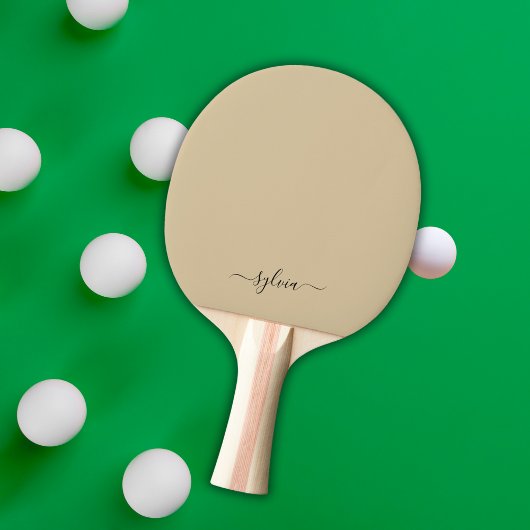 Raquette De Ping Pong Blush Dusty Jaune moderne fille Monogramme Nom