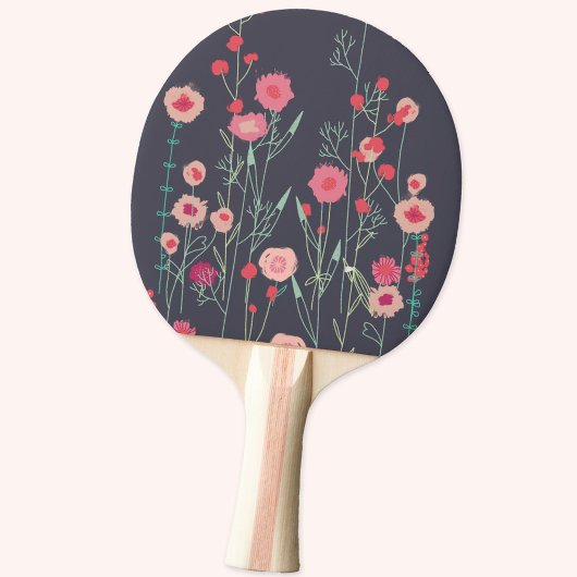 Raquette De Ping Pong Boho Dark Floral Moderne