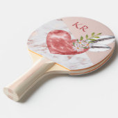 Raquette De Ping Pong Boho Pink Heart Plumes Motif marbre marbré marbré (Devant Angle)