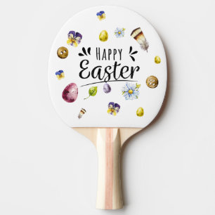 Raquette De Ping Pong Boho Rustique Aquarelle colorée Bonne Pâques