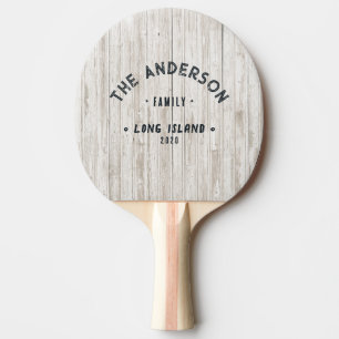 Raquette De Ping Pong Bois Blanchi à la Chaux Nom de Famille Vintage Bor