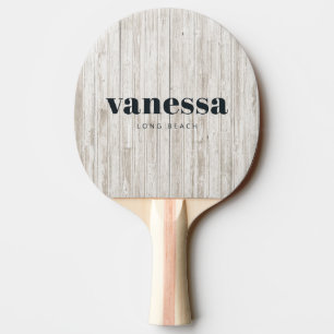 Raquette De Ping Pong Bois Blanchi Minimaliste Moderne Classique Nom