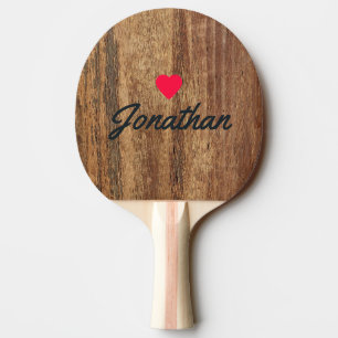 Raquette De Ping Pong Bois de Cèdre Brut Cœur Vintage Signature