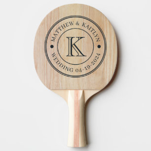 Raquette De Ping Pong Bois de frêne blanc Mariage monogramme