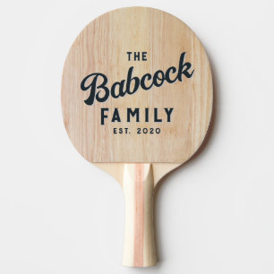 Raquette De Ping Pong Bois de frêne blanc Nom de famille rétro et année
