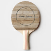 Raquette De Ping Pong Bois de Frêne Clair Nom dans Cercle Dessiné (Dos)