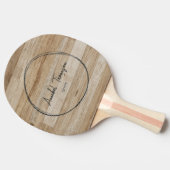 Raquette De Ping Pong Bois de Frêne Clair Nom dans Cercle Dessiné (Côté)