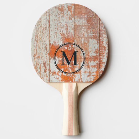 Raquette De Ping Pong Bois de grange usé Monogramme (Dos)