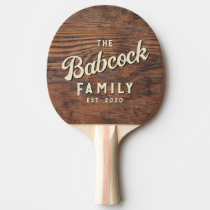 Raquette De Ping Pong Bois de Noyer Foncé Rétro Nom de Famille & Année