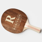 Raquette De Ping Pong Bois de noyer rustique Nom de famille & Initiale (Côté)