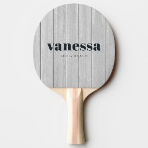 Raquette De Ping Pong Bois Gris Poli Minimaliste Moderne Classique Nom