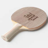 Raquette De Ping Pong Bois Planche Look Vieux Script Monogramme Modèle (Devant Angle)