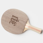 Raquette De Ping Pong Bois Planche Look Vieux Script Monogramme Modèle (Côté)