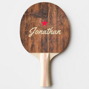 Raquette De Ping Pong Bois Récupéré Étoile Vintage Signature