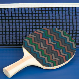 Raquette De Ping Pong Bois sombre Terre Zigzag Chevron 
