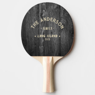 Raquette De Ping Pong Bois sombre vieilli Nom de famille bord de mer vin